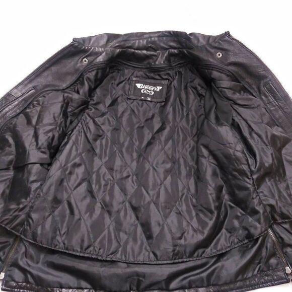 Vintage BIKER'S CLUB Leather Motorcycle Jacket 80's Biker Moto Black Unisex XL - Picture 4 of 15